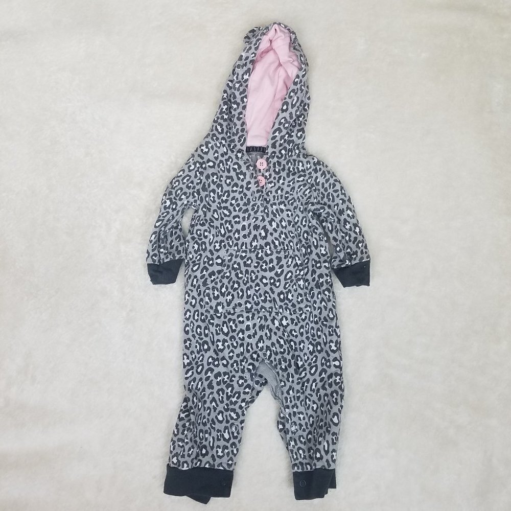 Carter's Black & Grey Leopard Cheetah Sleeper 6 Mo